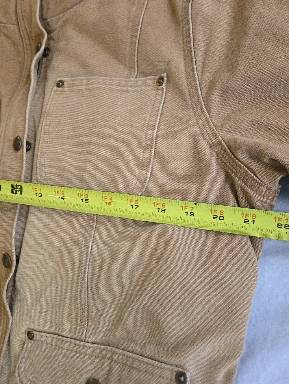 Carhartt Vintage Style Tan Canvas Sherpa Collar Field Jacket MKY - Picture 10 of 16